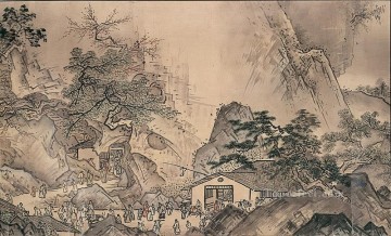 日本 Painting - 四季春風景 1486年 殺生東陽